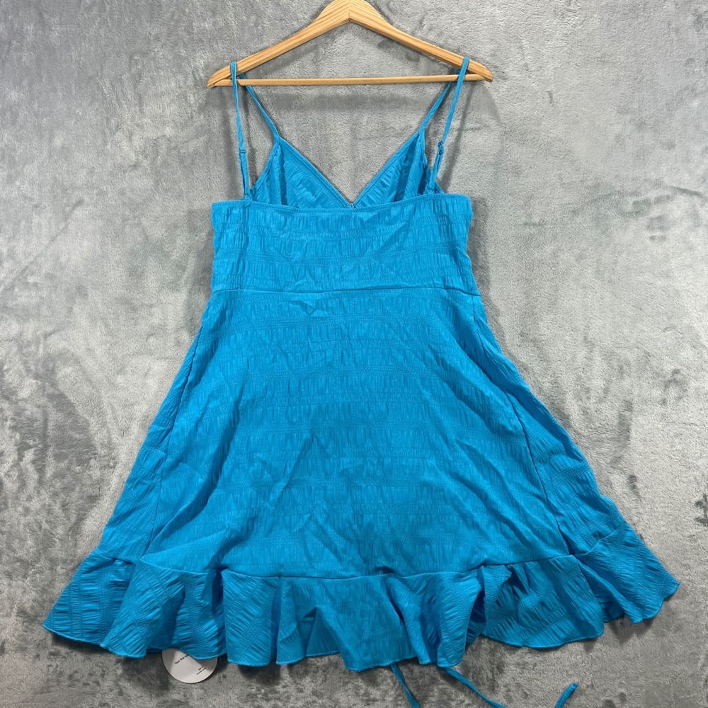 SHEIN VCAY Mini Dress‎ Women Size 6 Blue New Ruffle Spaghetti Strap Summer Cute